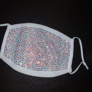 White AB Rhinestone Mask